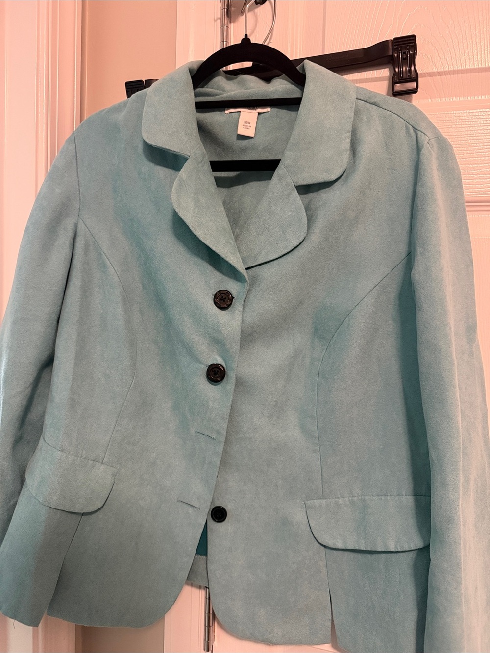 dressbarn Light Aqua Suede Blazer Jacket